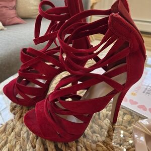 Charlotte Russe Vibrant Red Strappy Heels